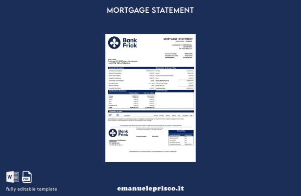 stile verificato Modello di estratto conto ipotecario Liechtenstein Bank Frick &